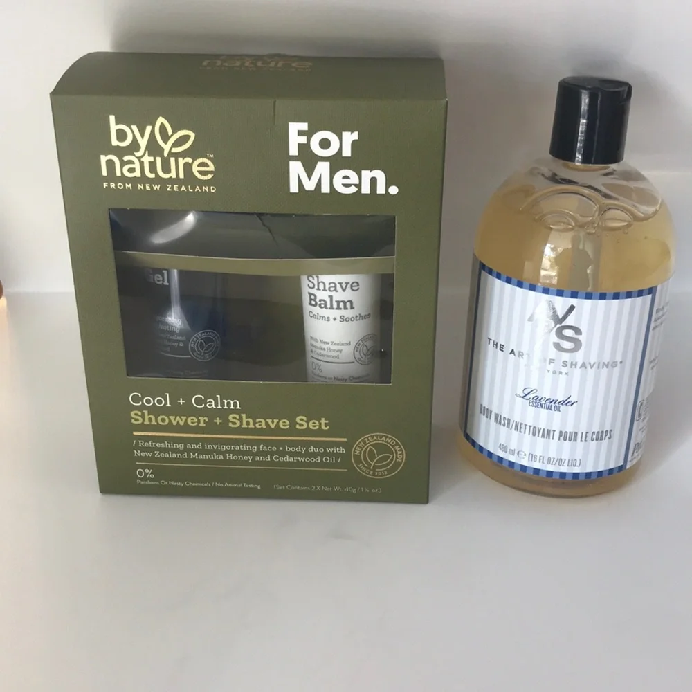 BUNDLE FOR MEN BY NATURE AND A/S SHAVE SET shower gel shave balm